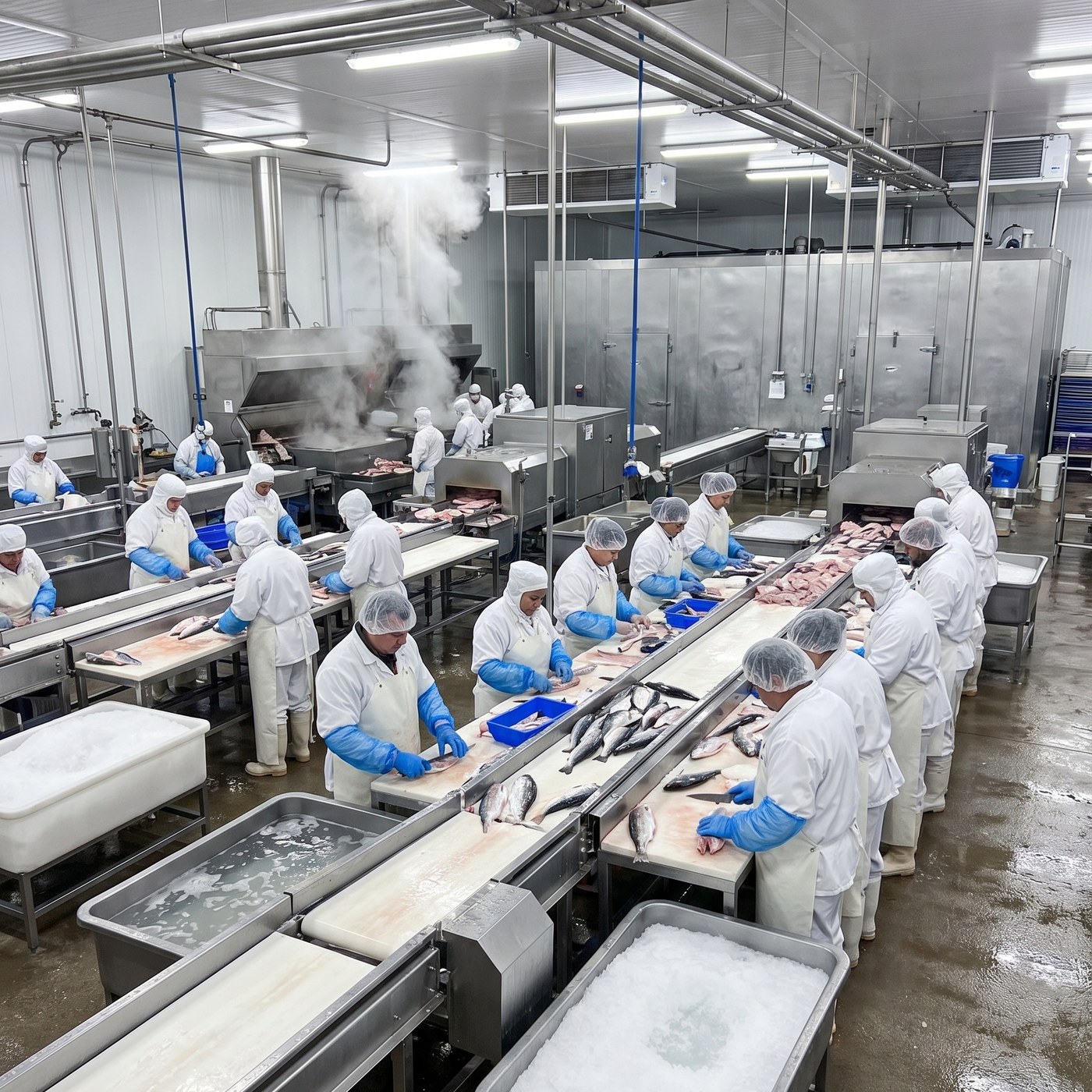 Produkcja żywności z linią technologiczną i instalacjami wodnymi