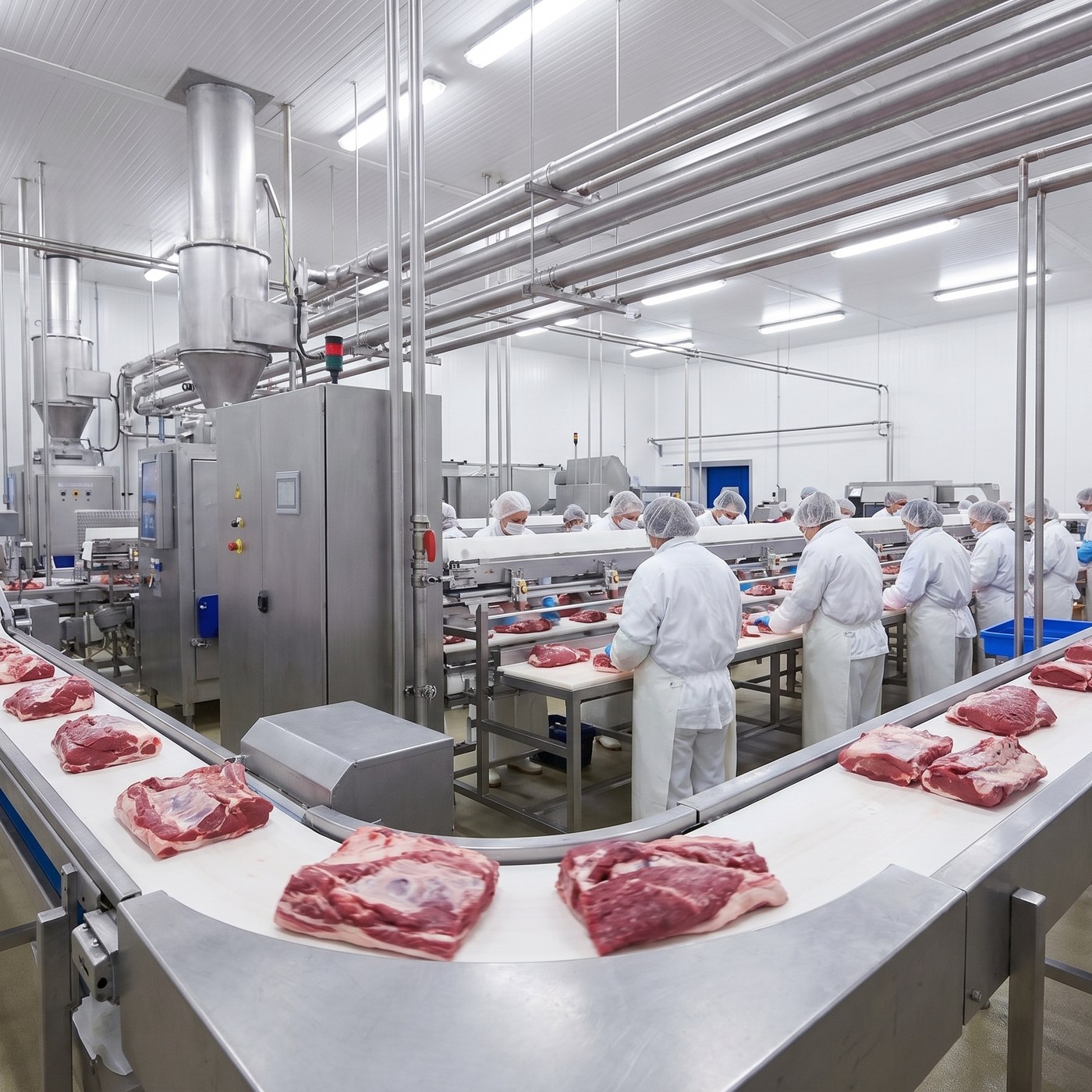 Zakład mięsny i drobiarski z instalacją procesową, parą i obiegami wody